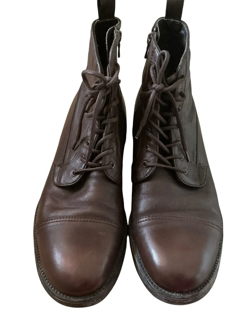 Geox brown leather boots size 10 cap-toe lace up